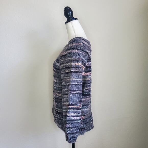 Express Gray Striped Sweater Small Petite - Picture 3 of 7